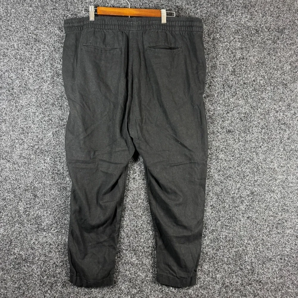 Old Navy Mens XL Black Linen Blend Drawstring Elastic Waist Jogger Pants Casual